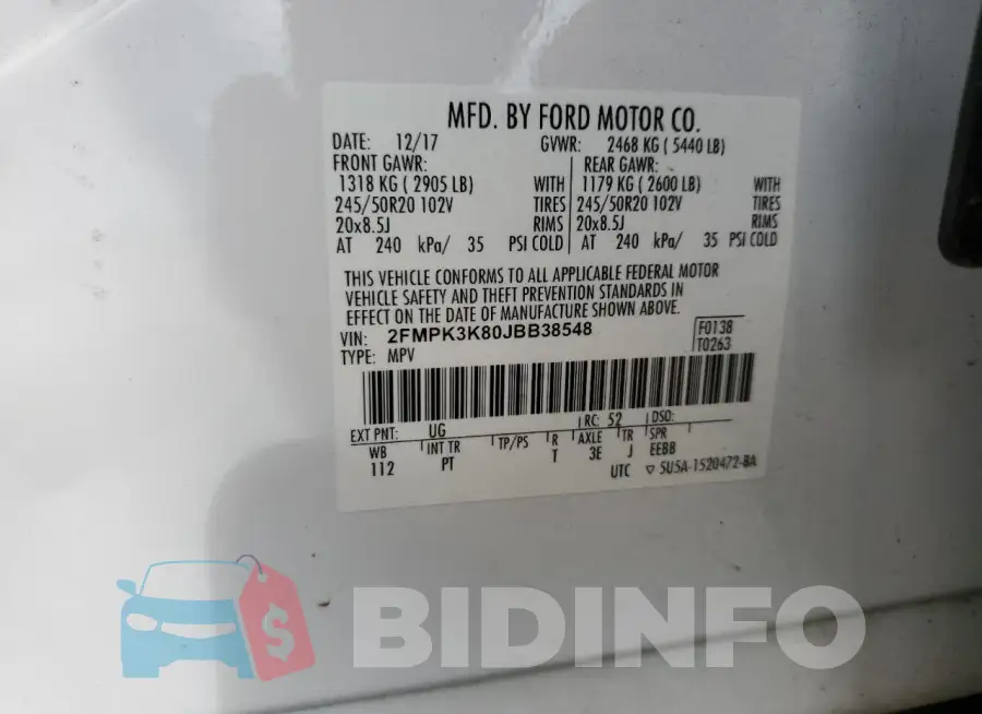 2FMPK3K80JBB38548 Photo# 12