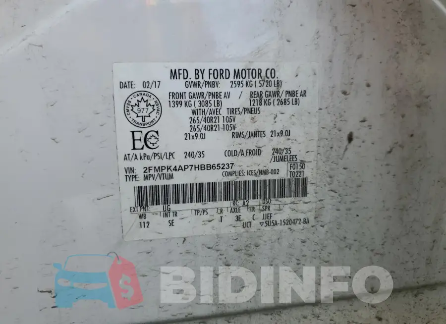 2FMPK4AP7HBB65237 Photo# 13