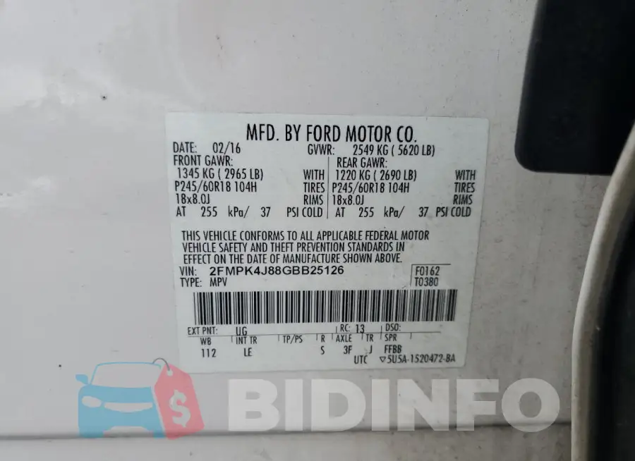 2FMPK4J88GBB25126 Photo# 12