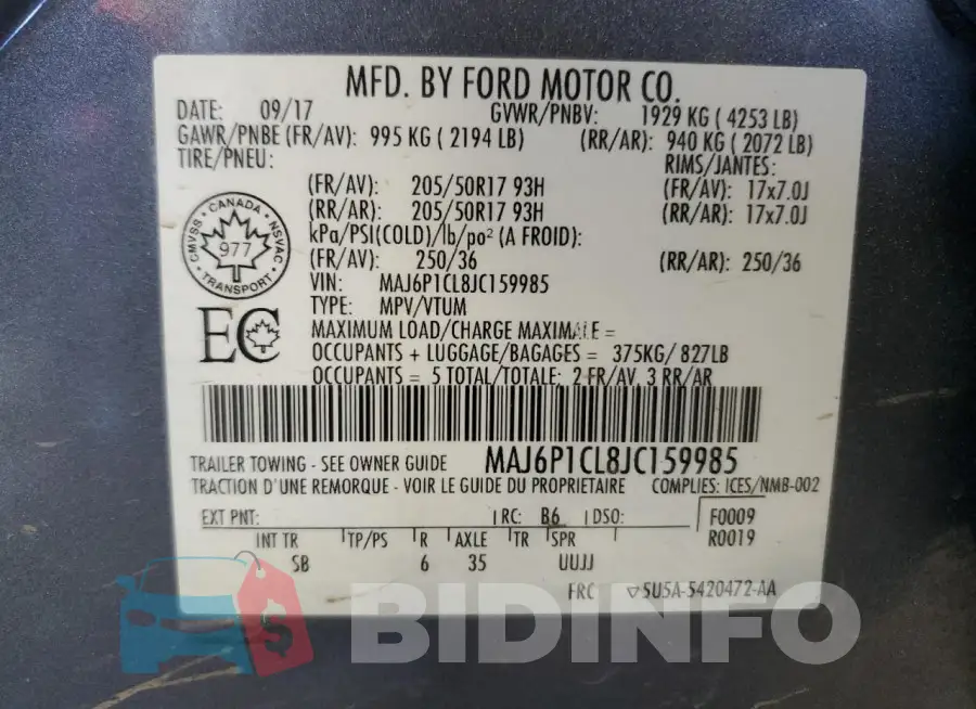 MAJ6P1CL8JC159985 Photo# 13