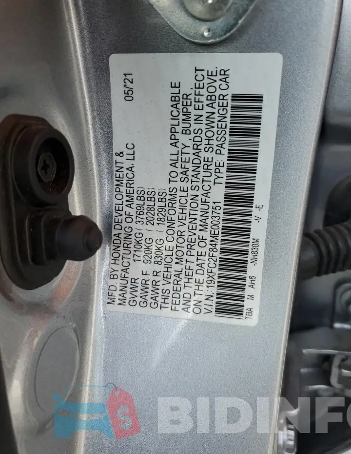 19XFC2F84ME003751 Photo# 12