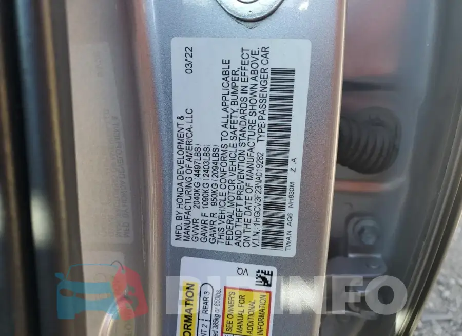 1HGCV3F23NA019282 Photo# 12