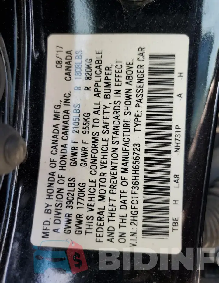 2HGFC1F36HH656723 Photo# 12