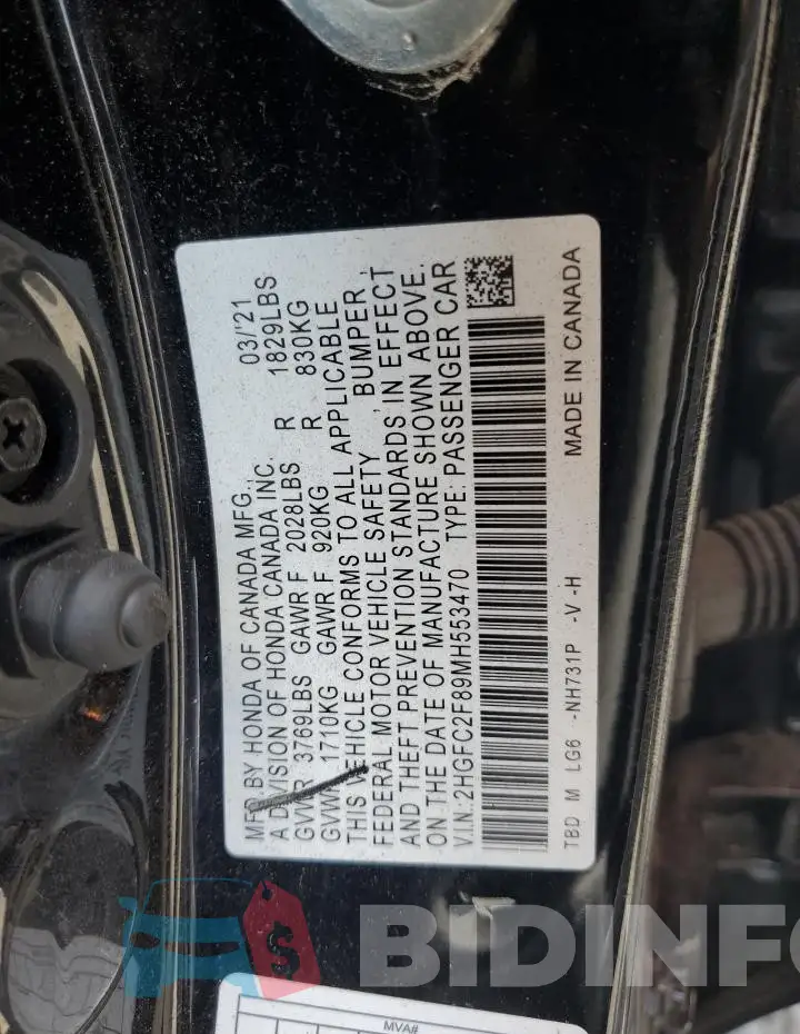2HGFC2F89MH553470 Photo# 12