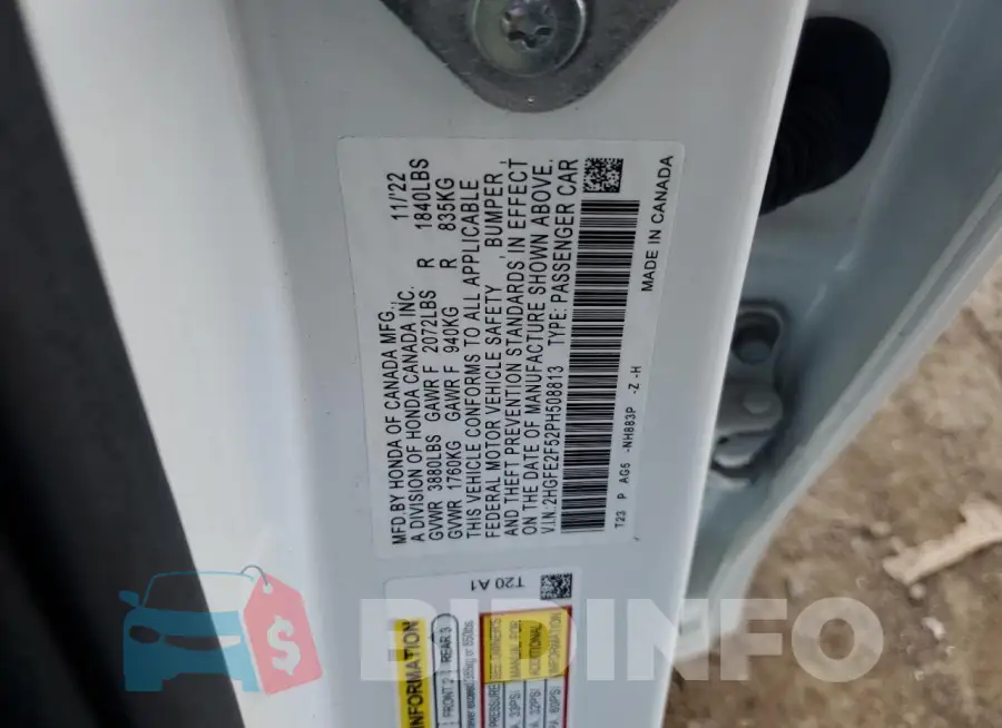 2HGFE2F52PH508813 Photo# 12