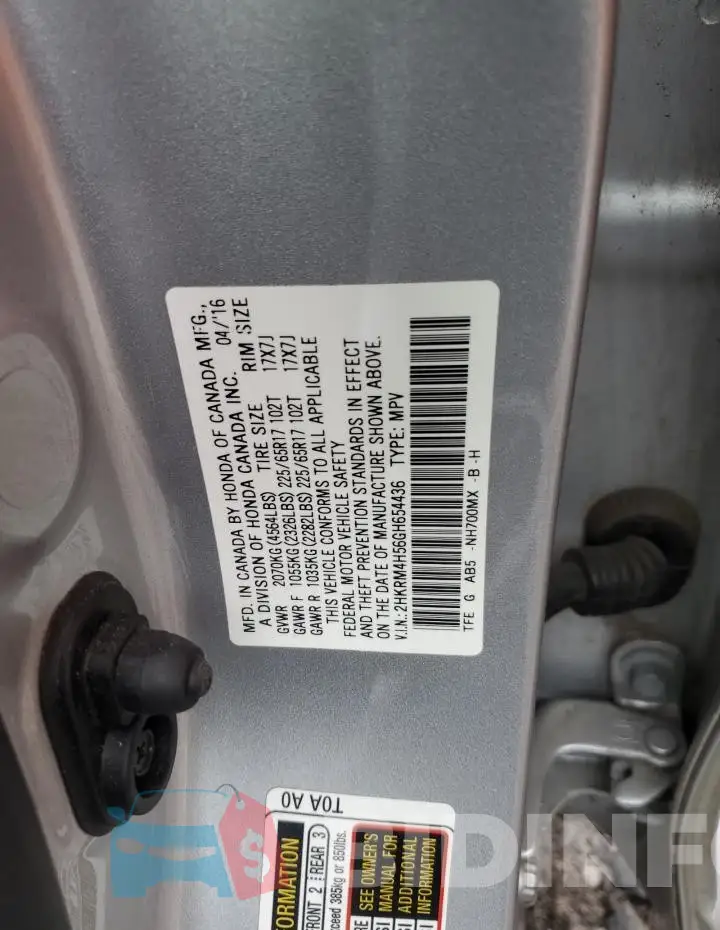 2HKRM4H56GH654436 Photo# 13
