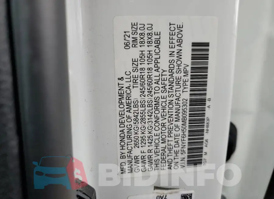 5FNYF6H50MB095302 Photo# 13