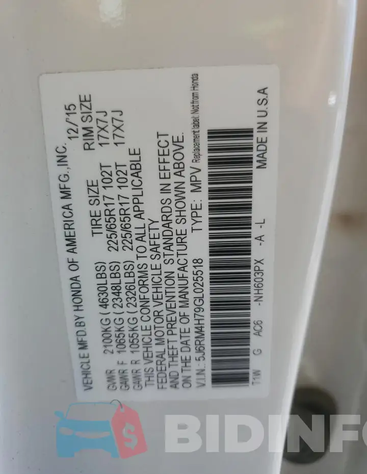 5J6RM4H79GL025518 Photo# 14
