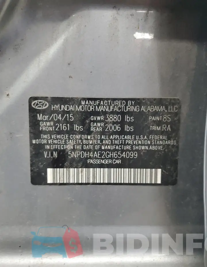 5NPDH4AE2GH654099 Photo# 12