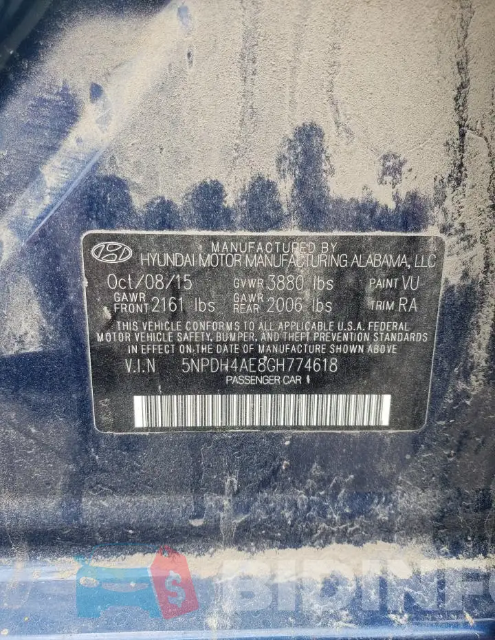 5NPDH4AE8GH774618 Photo# 12