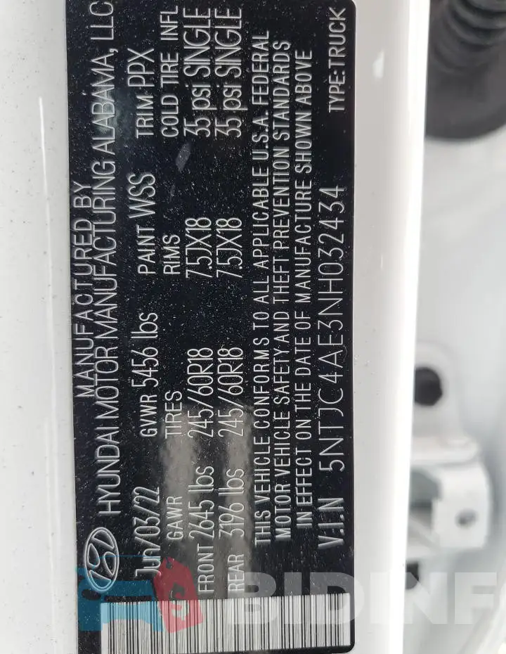 5NTJC4AE3NH032434 Photo# 12