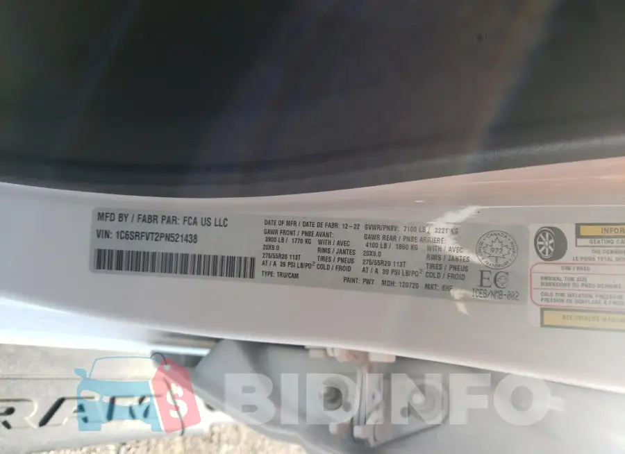 1C6SRFVT2PN521438 Photo# 12
