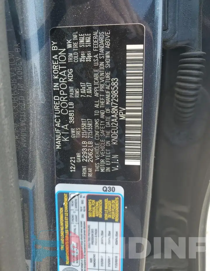 KNDEU2AA8N7298583 Photo# 13