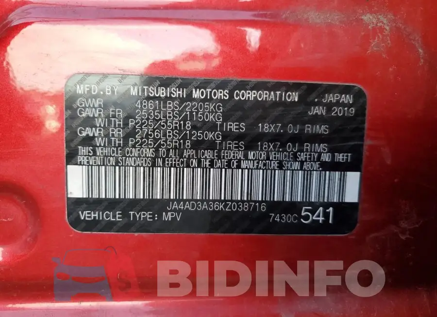 JA4AD3A36KZ038716 Photo# 13