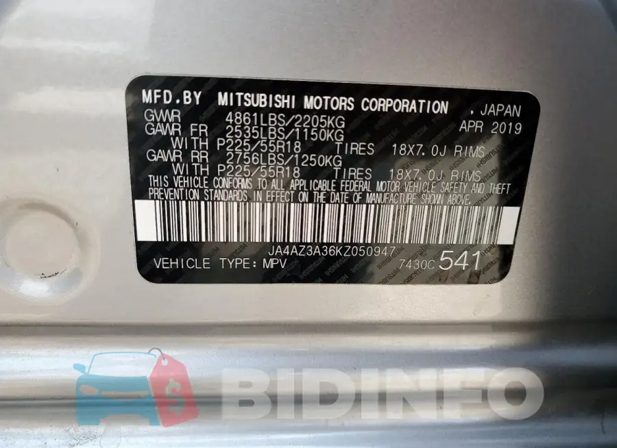 JA4AZ3A36KZ050947 Photo# 12
