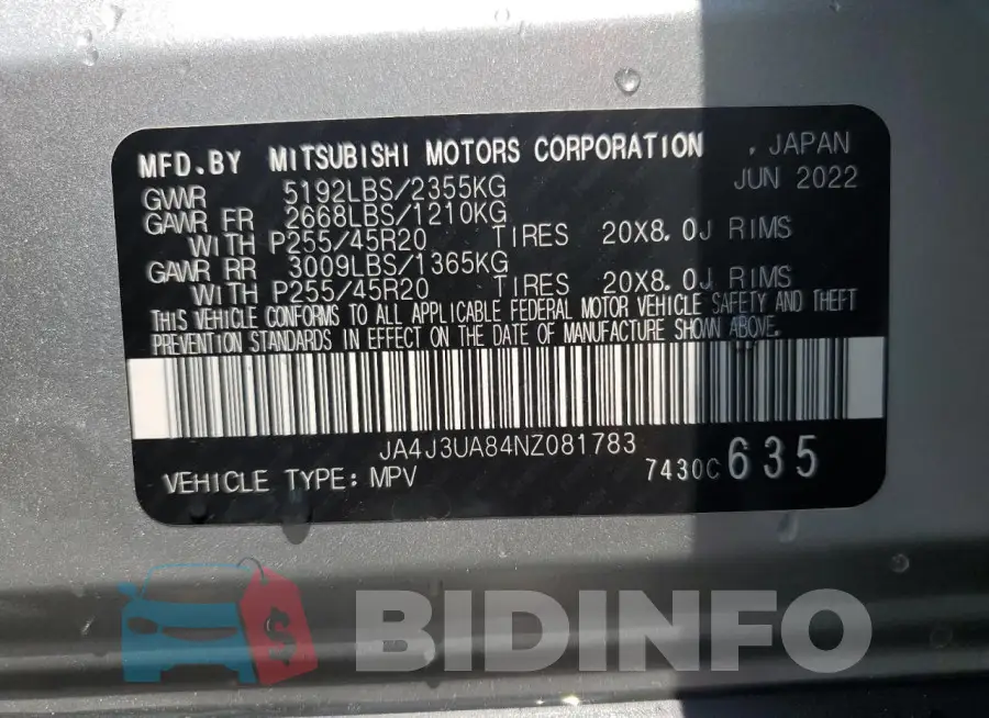 JA4J3UA84NZ081783 Photo# 14