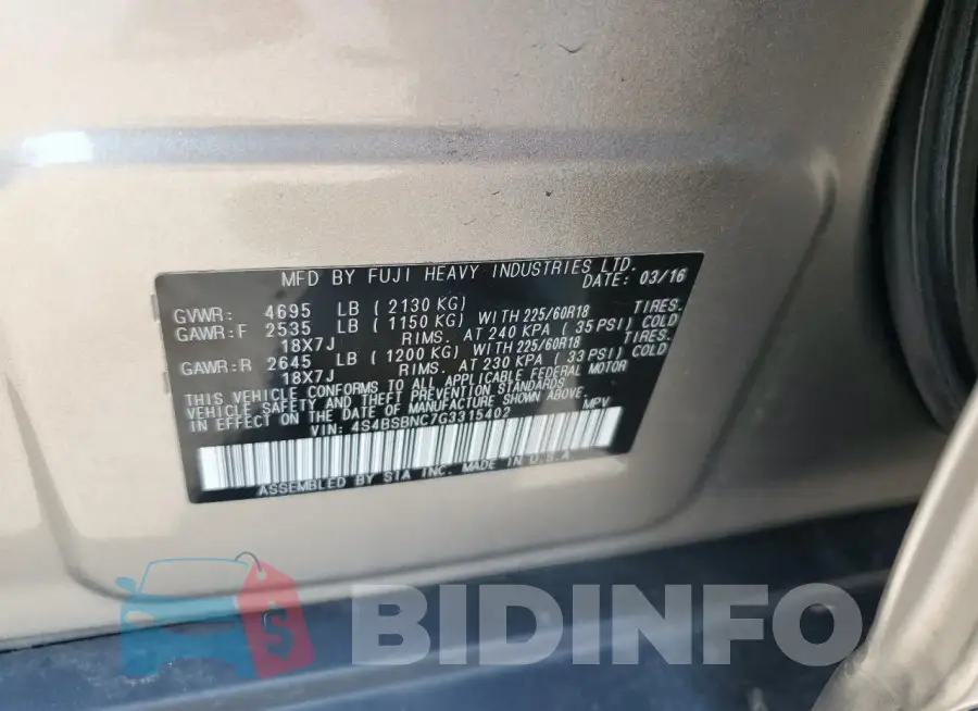 4S4BSBNC7G3315402 Photo# 12