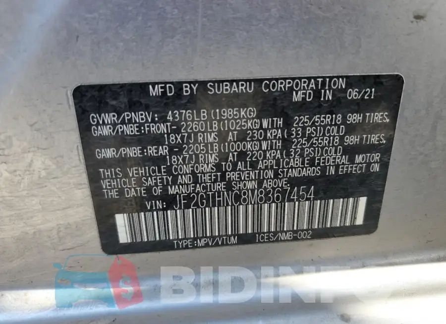 JF2GTHNC8M8367454 Photo# 13