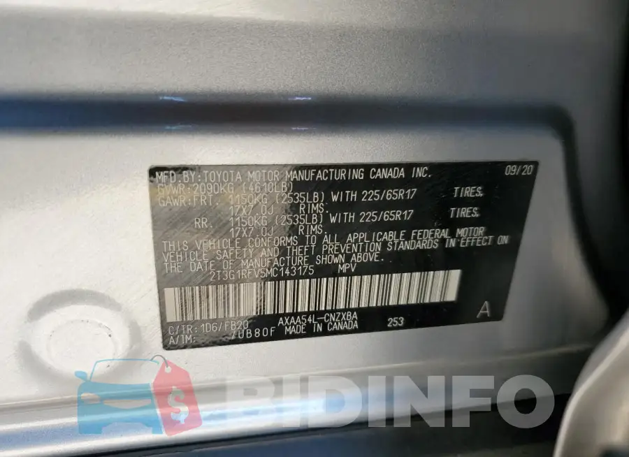 2T3G1RFV5MC143175 Photo# 13