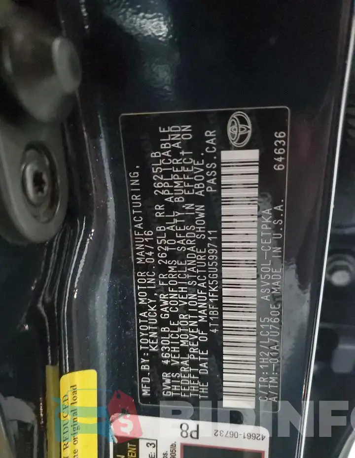 4T1BF1FK5GU599711 Photo# 13