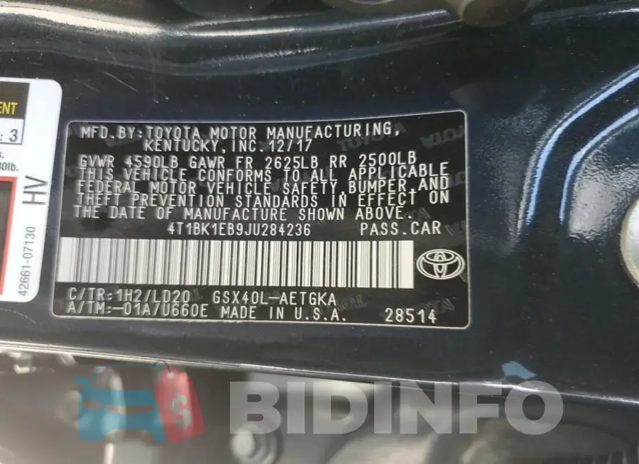 4T1BK1EB9JU284236 Photo# 13