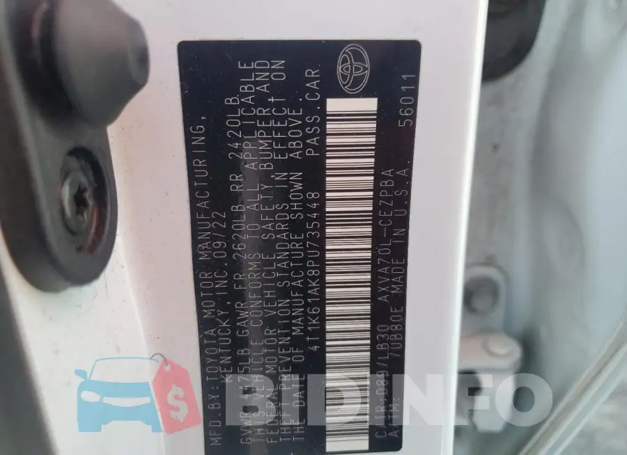 4T1K61AK8PU735448 Photo# 13