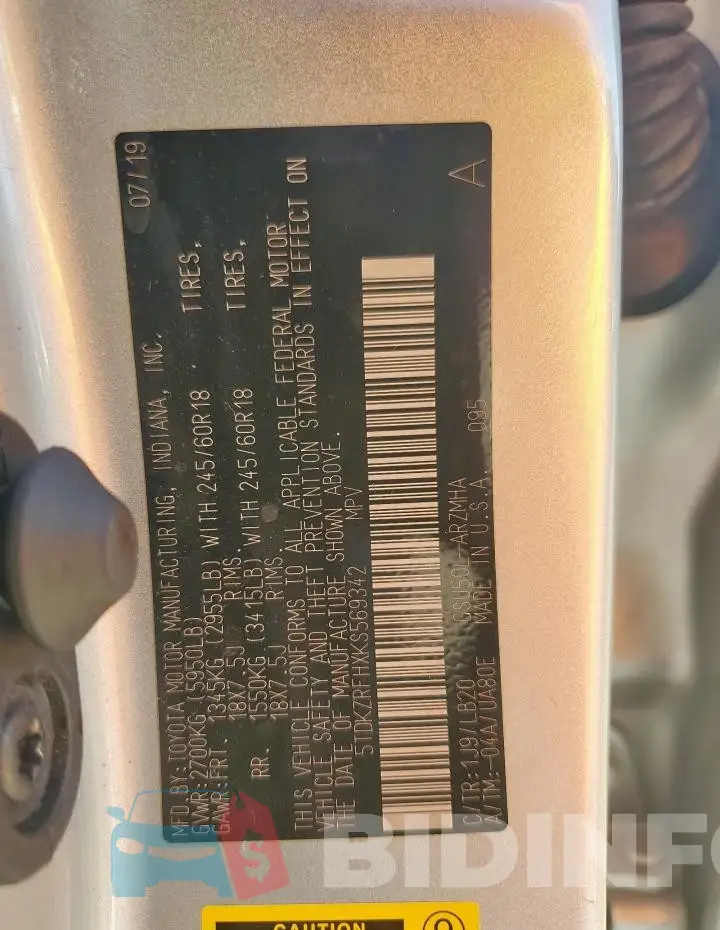 5TDKZRFHXKS569342 Photo# 13