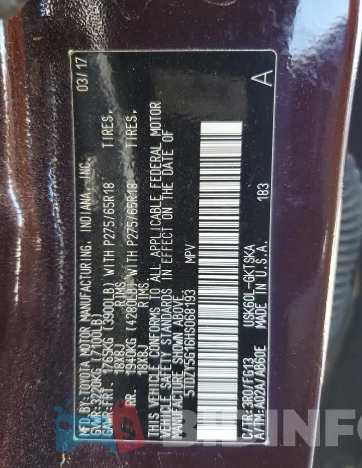 5TDZY5G16HS068193 Photo# 13