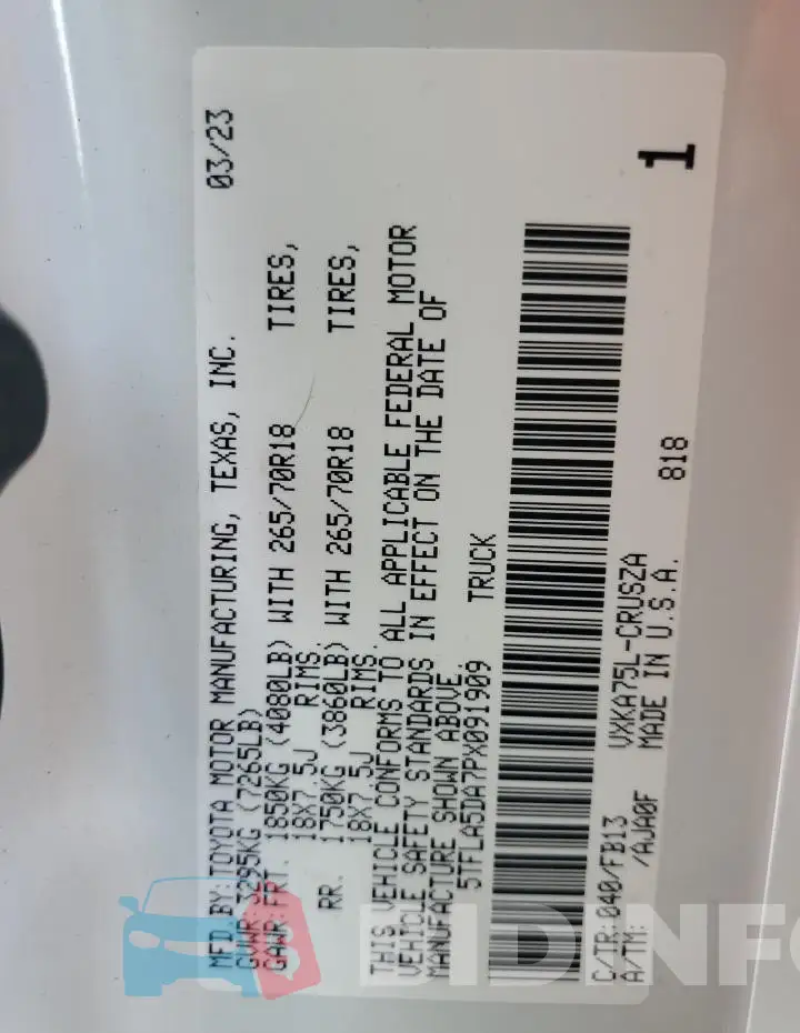 5TFLA5DA7PX091909 Photo# 12