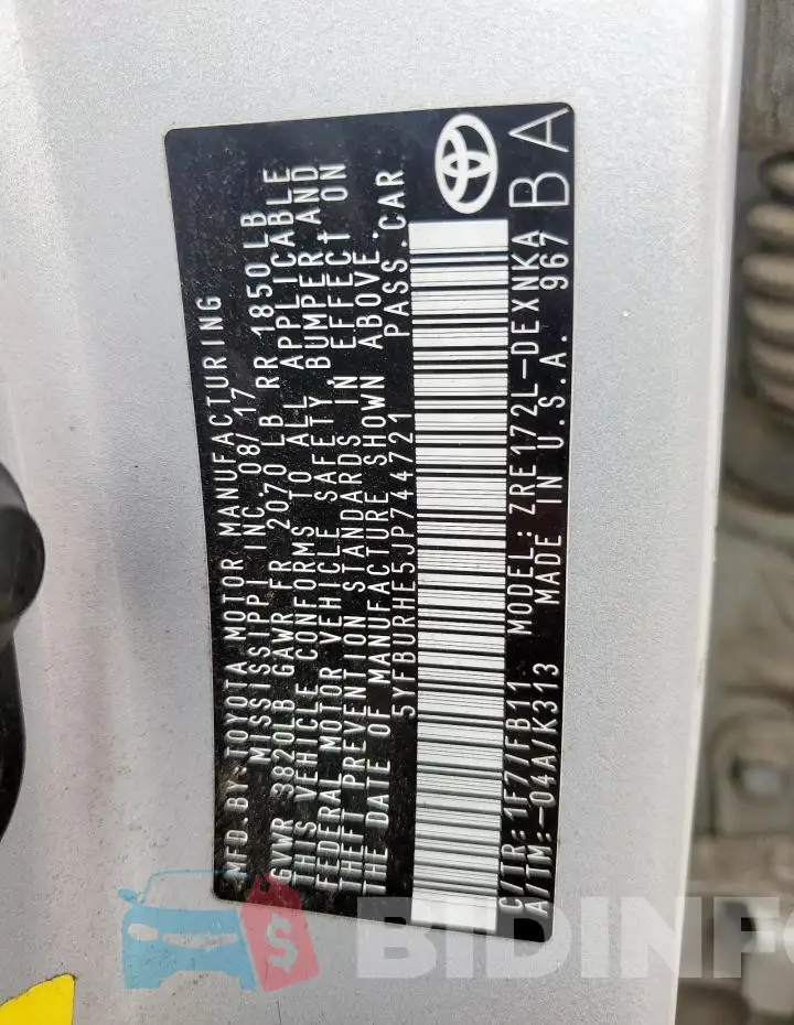 5YFBURHE5JP744721 Photo# 12