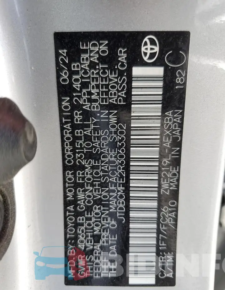 JTDBCMFE2R3063302 Photo# 12