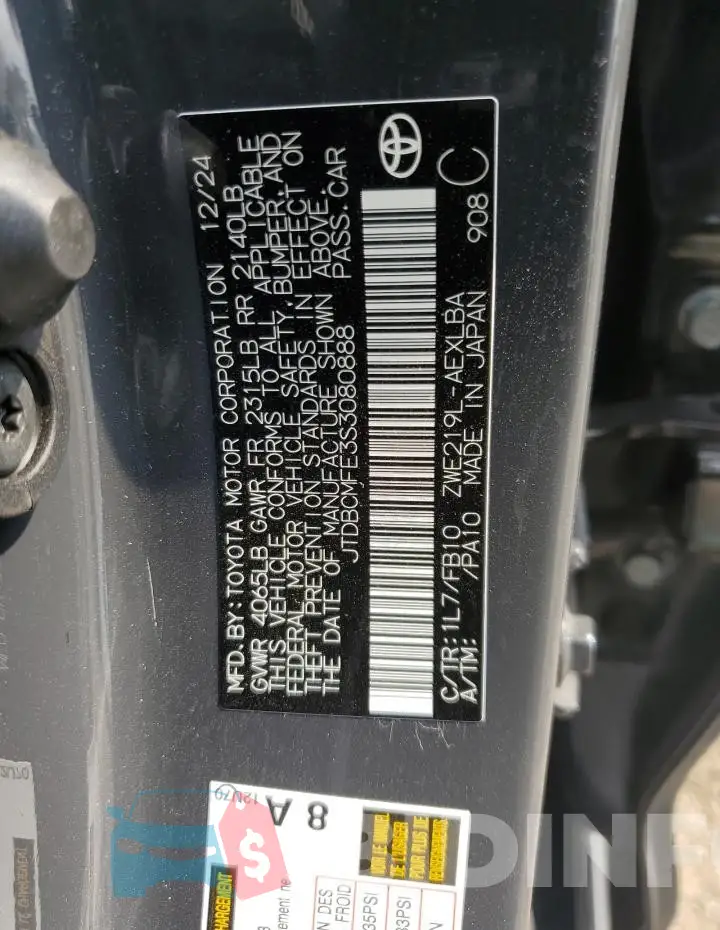 JTDBCMFE3S3080888 Photo# 12