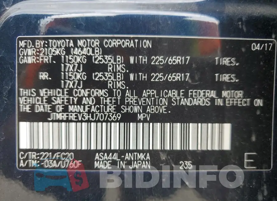 JTMRFREV3HJ707369 Photo# 13