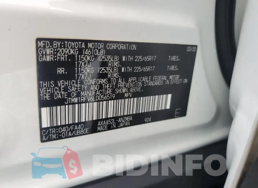 JTMW1RFV6LD056519 Photo# 13