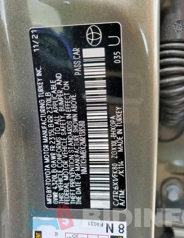 NMTKHMBX2MR138580 Photo# 13
