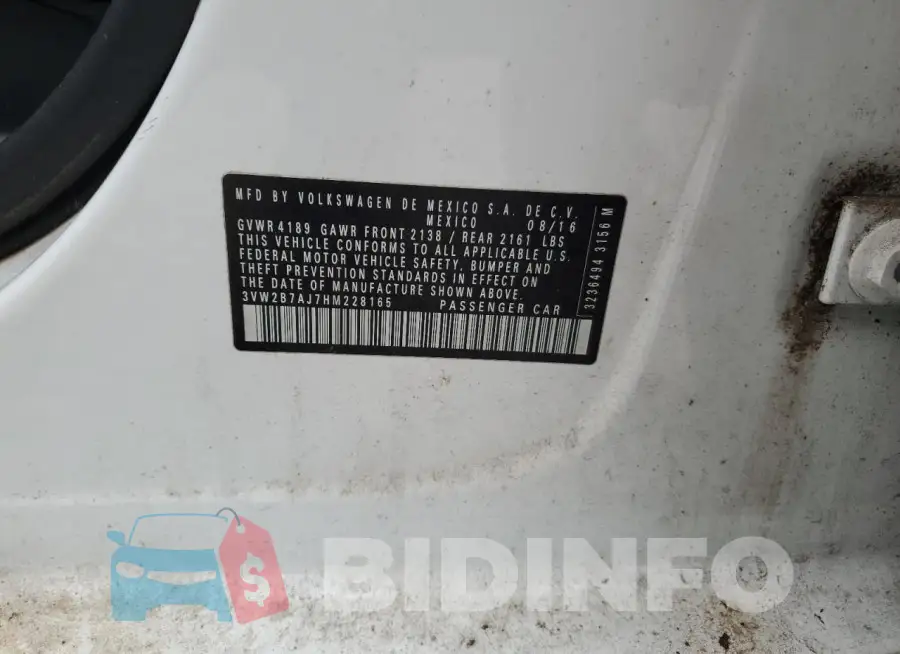 3VW2B7AJ7HM228165 Photo# 12