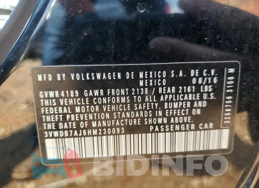3VWDB7AJ6HM230093 Photo# 12