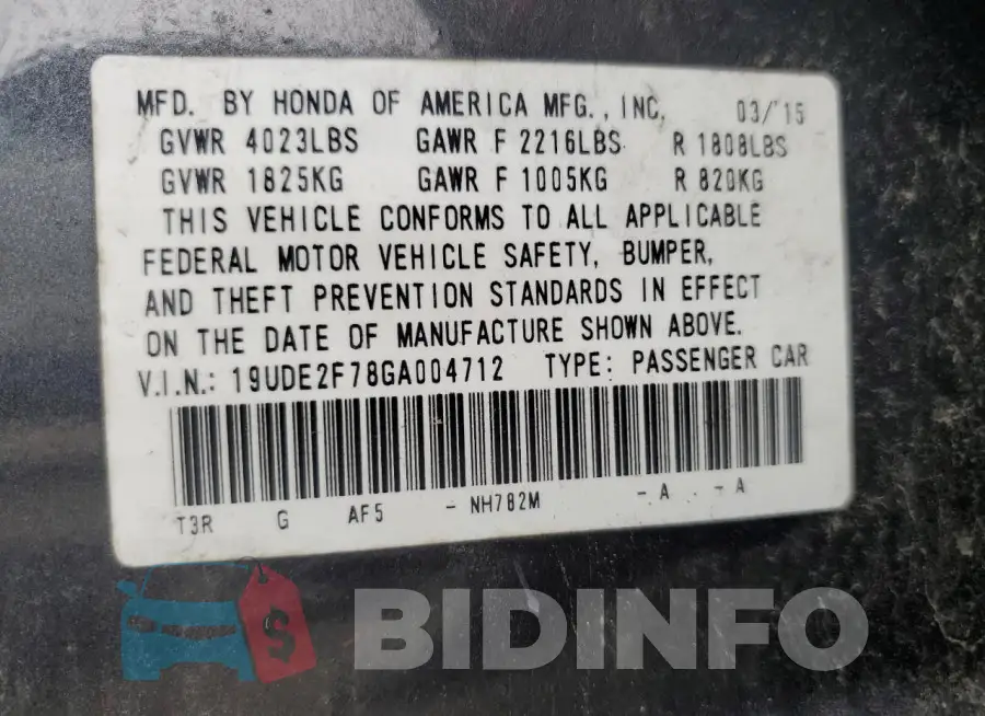 19UDE2F78GA004712 Photo# 13