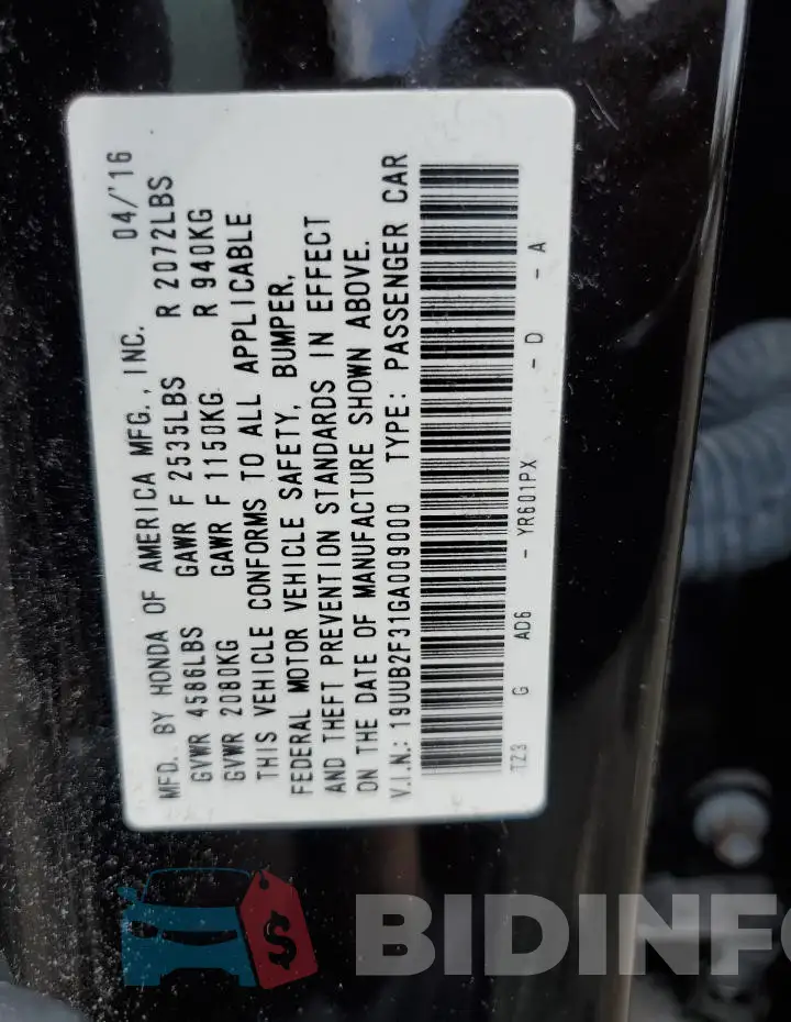 19UUB2F31GA009000 Photo# 12
