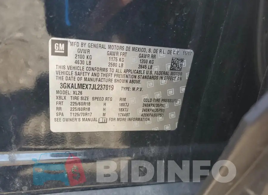3GKALMEX7JL237019 Photo# 13