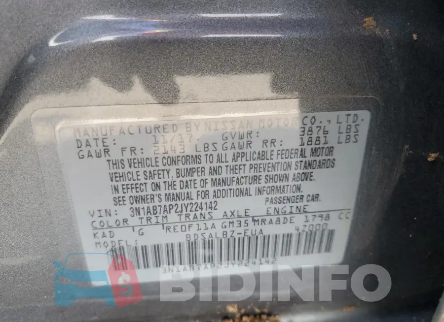 3N1AB7AP2JY224142 Photo# 12