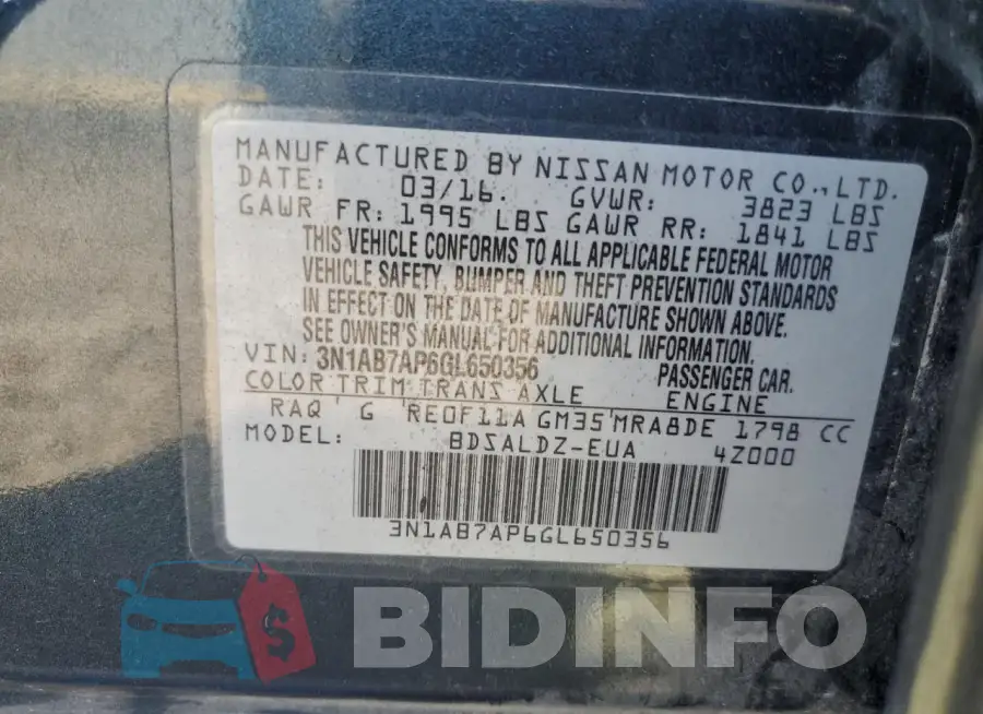 3N1AB7AP6GL650356 Photo# 13