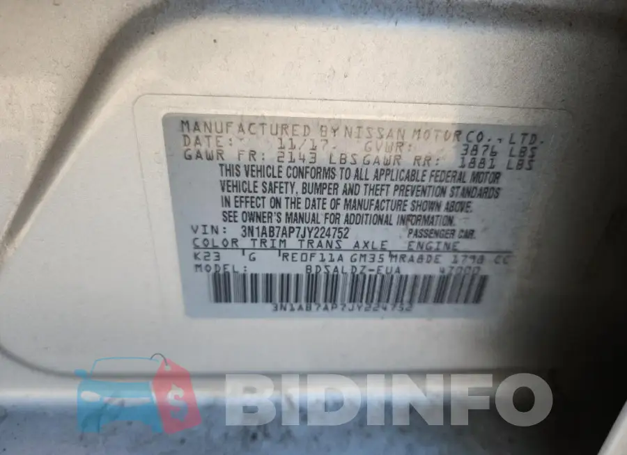 3N1AB7AP7JY224752 Photo# 12