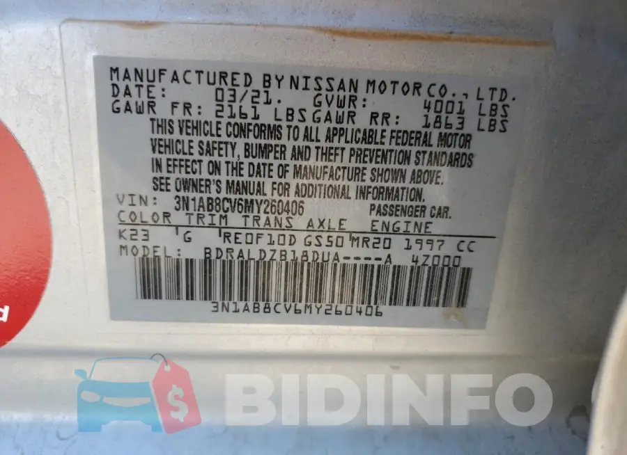 3N1AB8CV6MY260406 Photo# 13