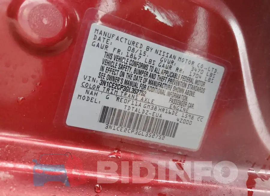 3N1CE2CP3GL352752 Photo# 12