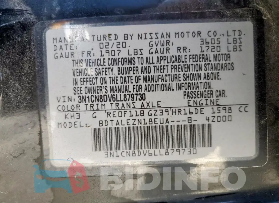 3N1CN8DV6LL879730 Photo# 12