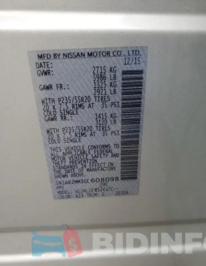 5N1AR2MM3GC608098 Photo# 12
