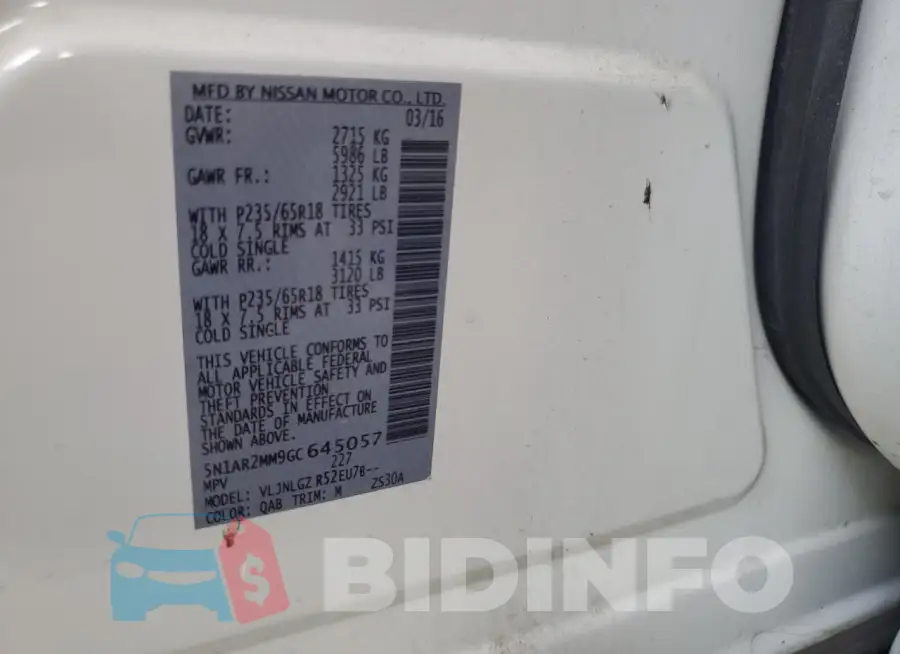 5N1AR2MM9GC645057 Photo# 13
