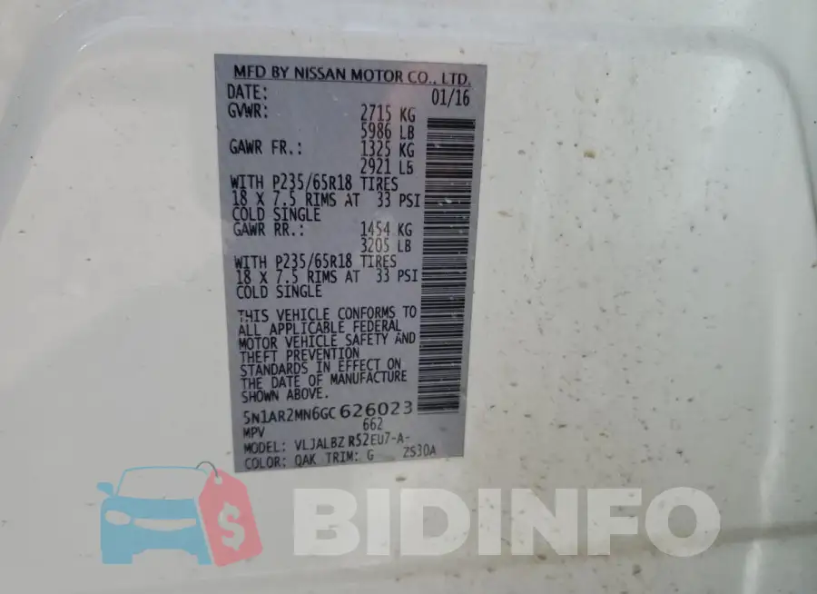 5N1AR2MN6GC626023 Photo# 13