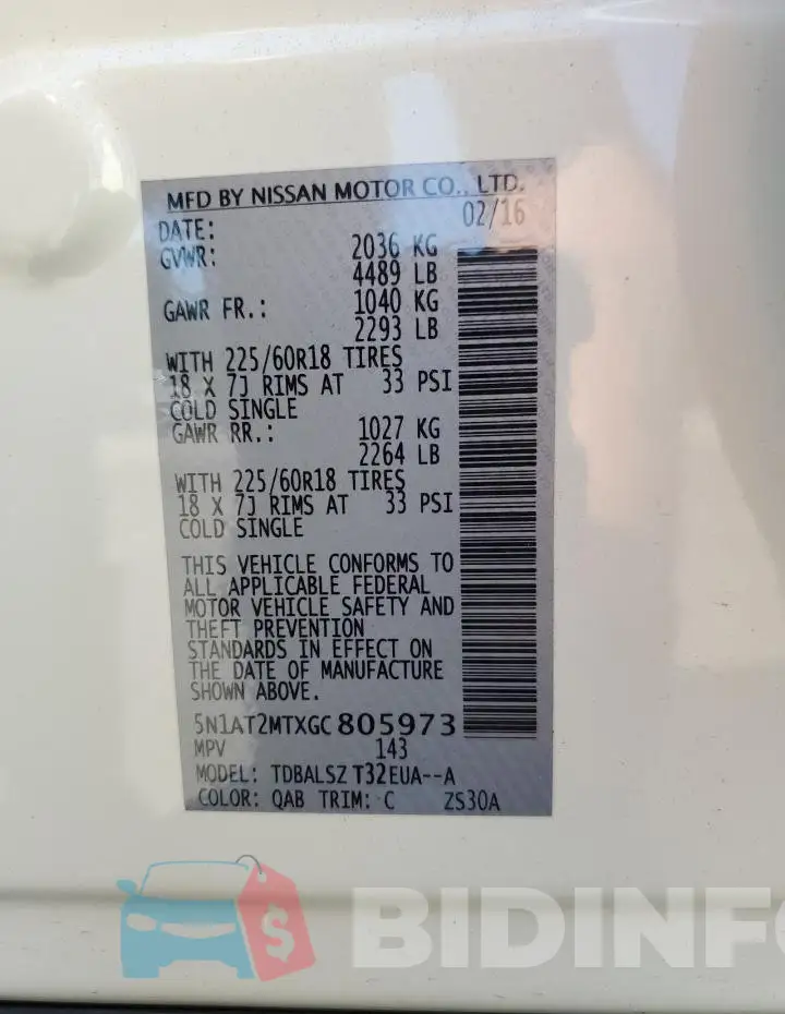 5N1AT2MTXGC805973 Photo# 13